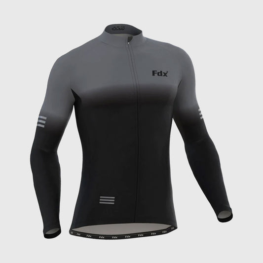 Fdx Duo Men's Grey / Black Thermal Roubaix Long Sleeve Cycling Jersey