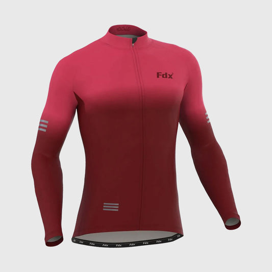 Fdx Duo Men's Pink / Maroon Thermal Roubaix Long Sleeve Cycling Jersey