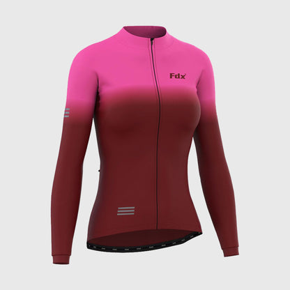 Fdx Duo Women's Pink / Maroon Long Sleeve Winter Cycling Jersey