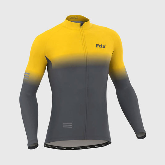 Fdx Duo Men's Yellow / Grey Thermal Roubaix Long Sleeve Cycling Jersey