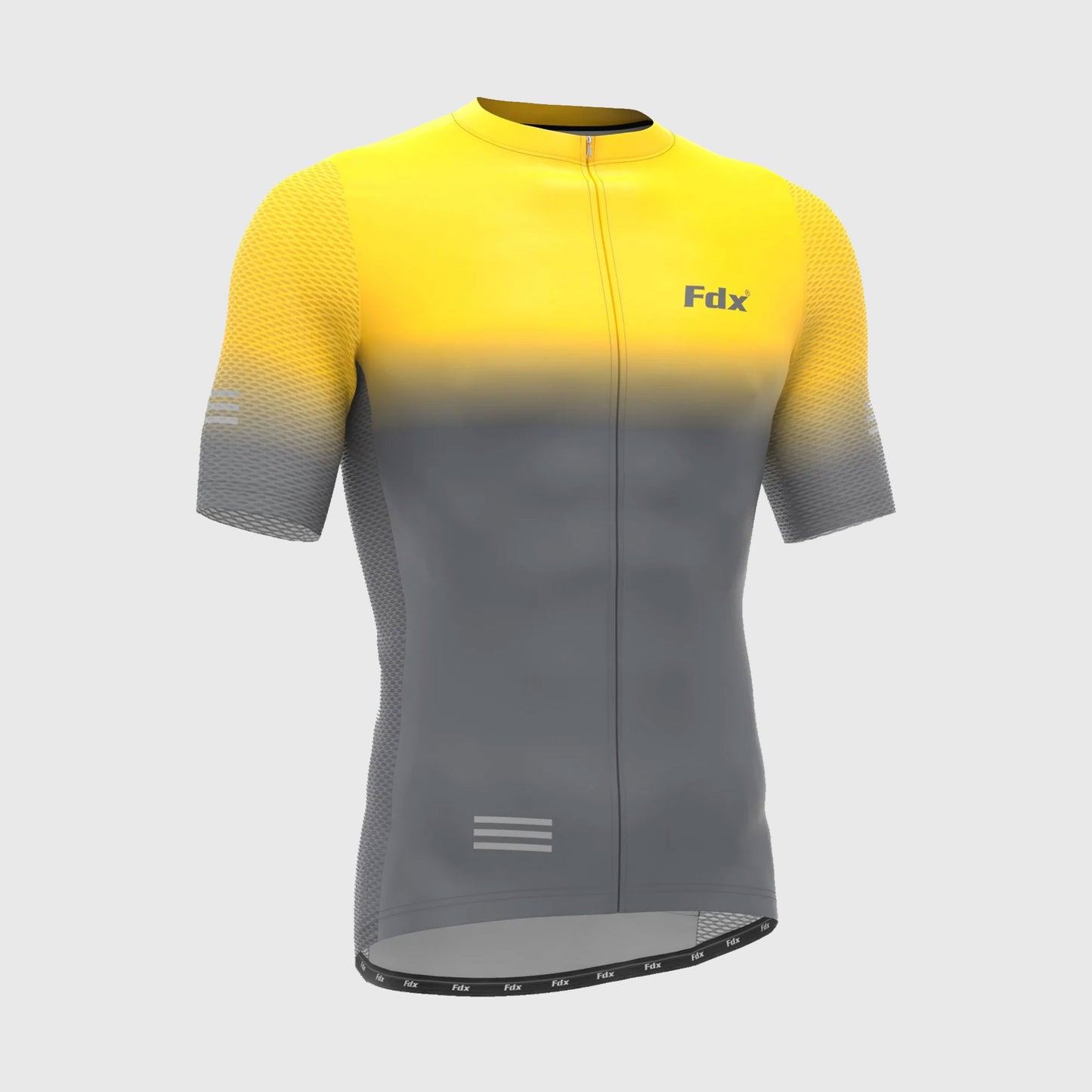 Fdx Duo Yellow / Grey Men's Short Sleeve Summer Cycling Jersey