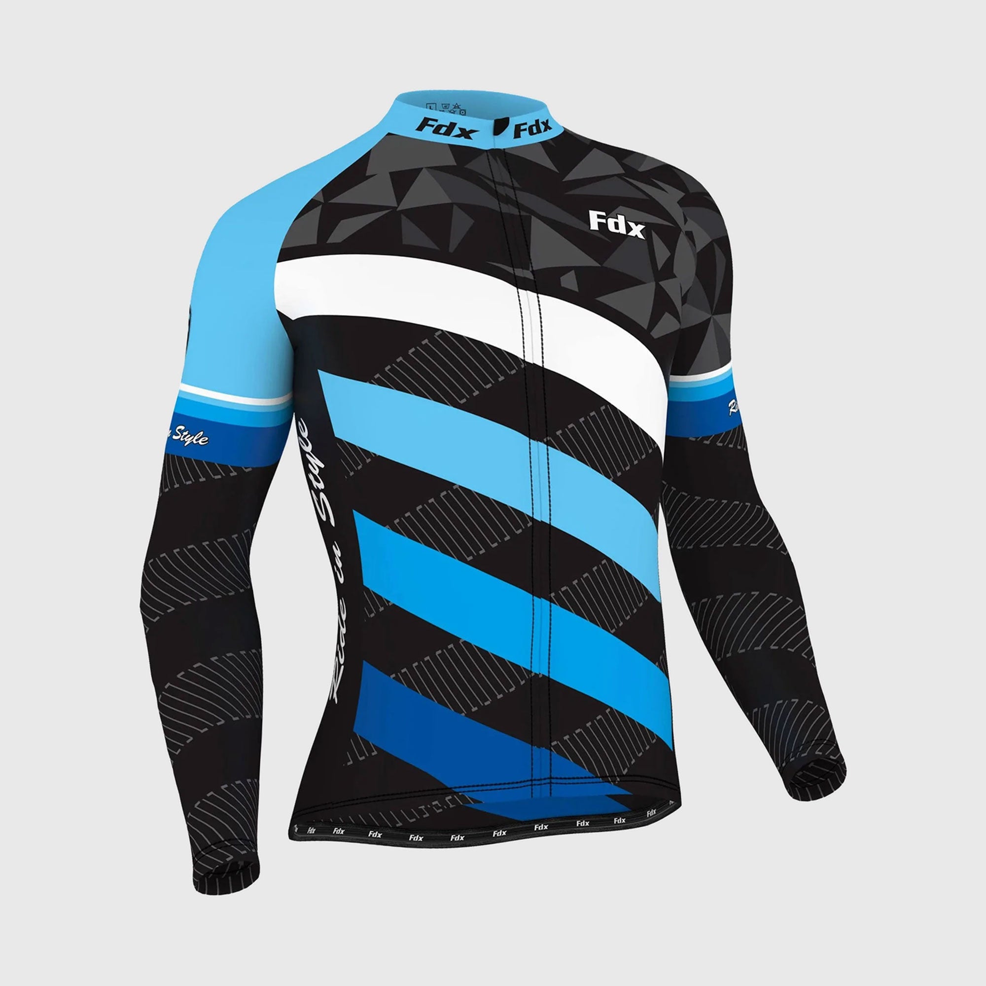 Fdx Equin Men's Blue Thermal Roubaix Long Sleeve Cycling Jersey