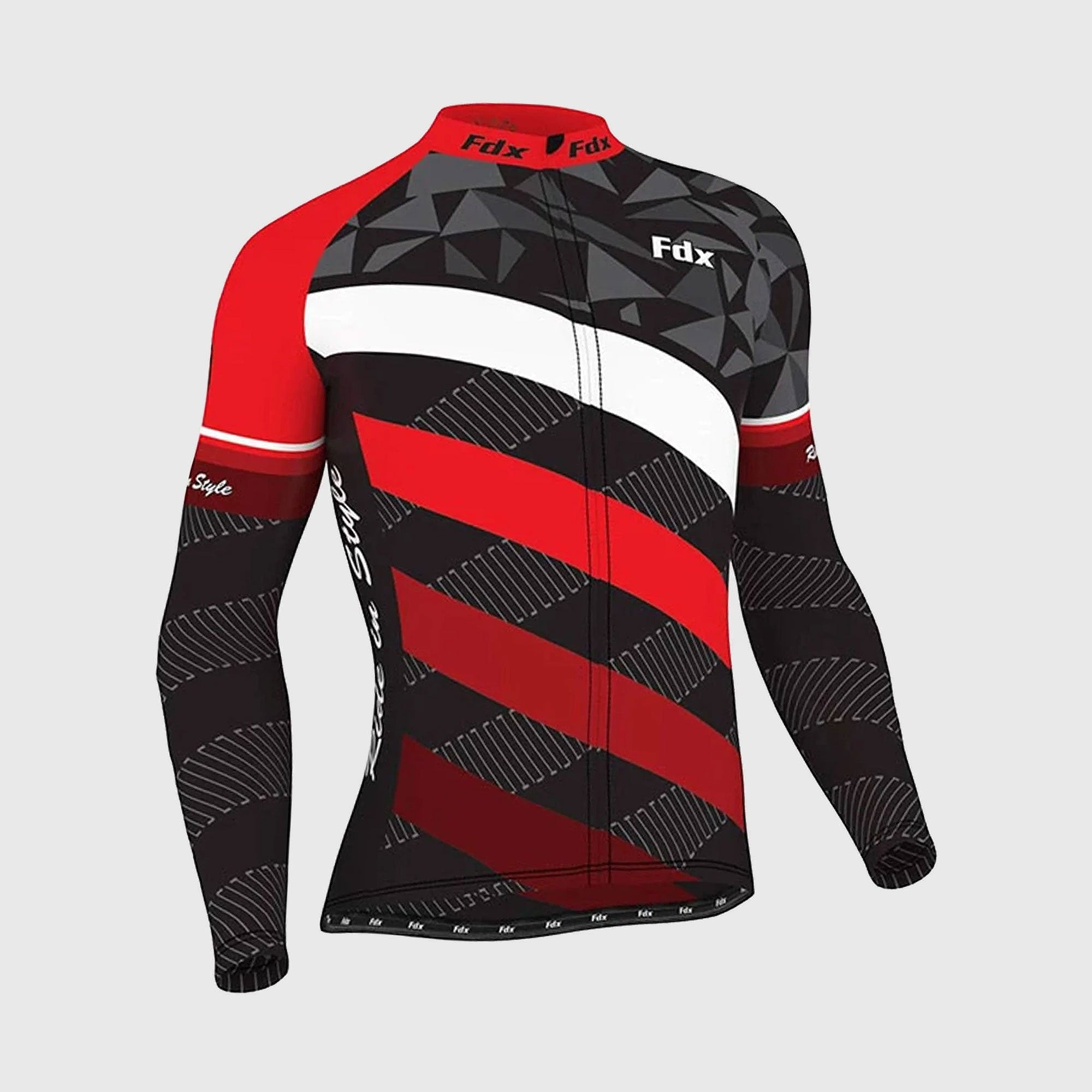 Fdx Equin Men's Red Thermal Roubaix Long Sleeve Cycling Jersey