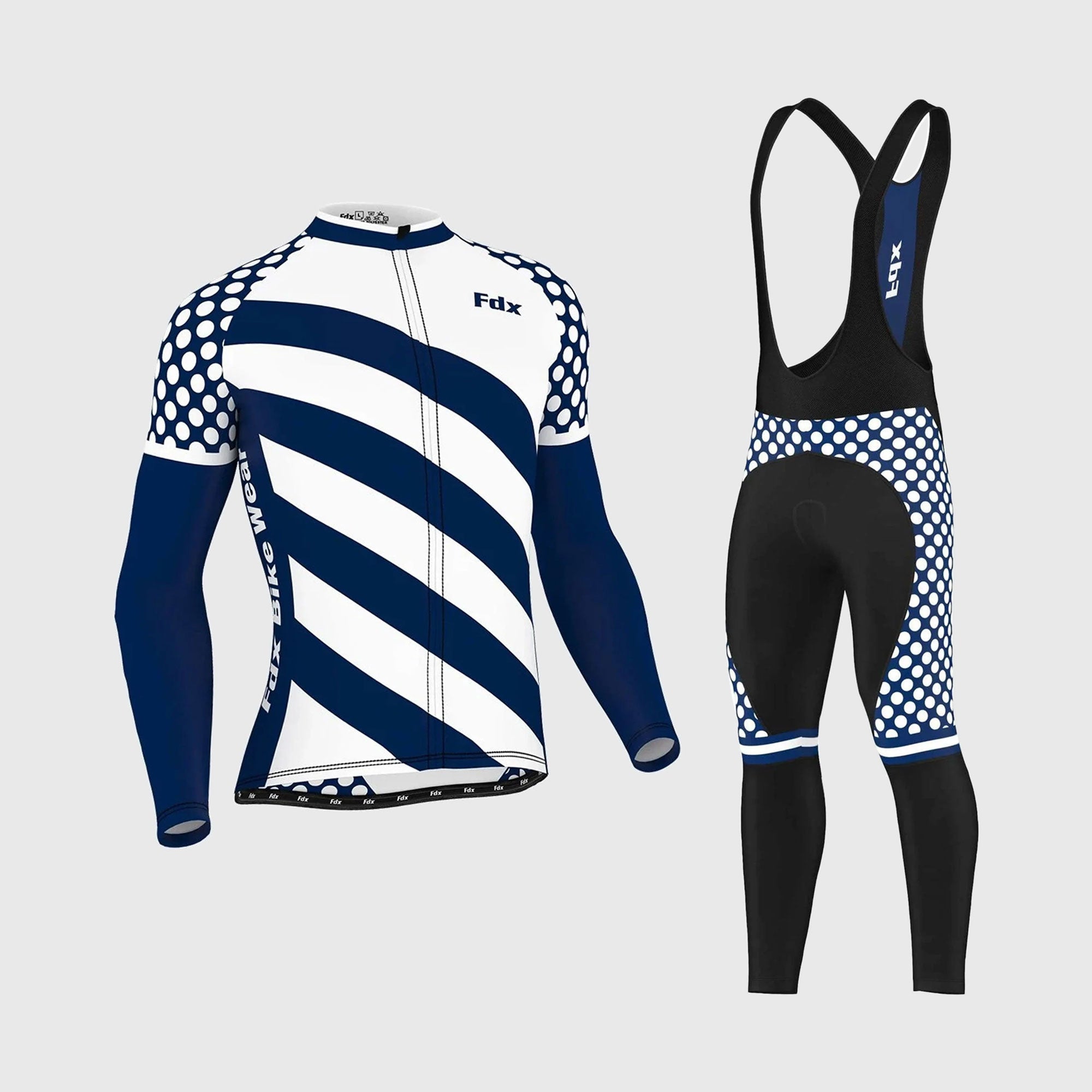 Fdx Men's Set Equin Thermal Roubaix Long Sleeve Cycling Jersey & Bib Tights - White