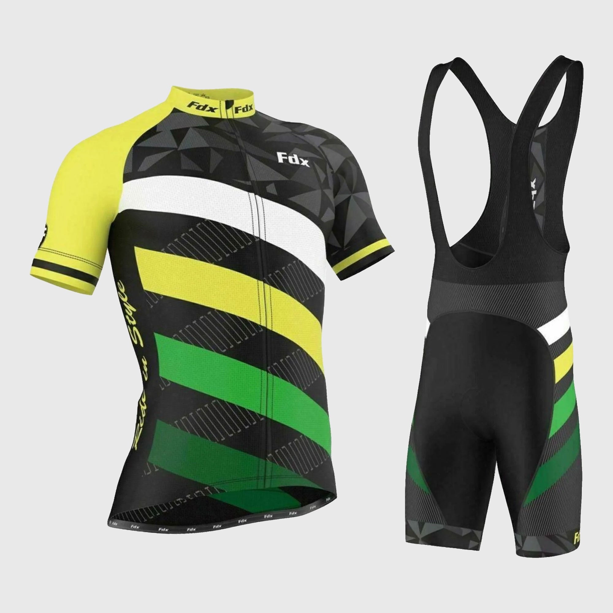 Fdx Equin Men's Yellow Set Short Sleeve Summer Cycling Jersey & Bib Shorts