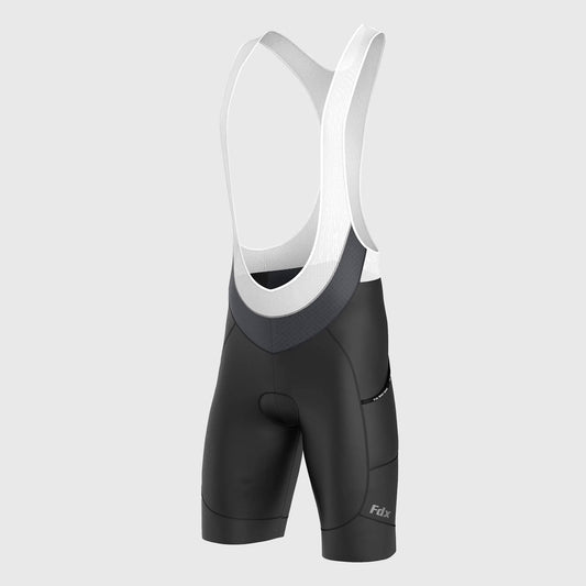 Fdx Essential Black Men's Padded Summer Cycling Cargo Bib Shorts