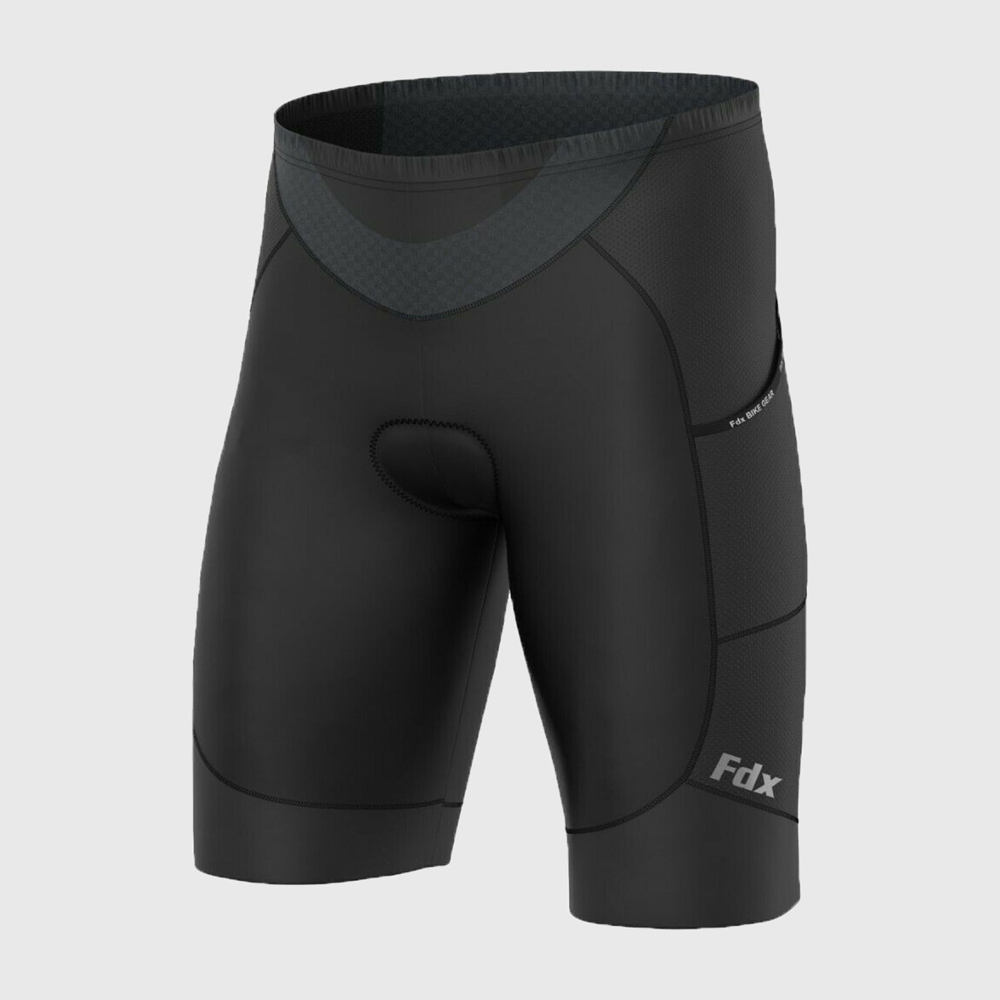 Fdx Essential Black Men's Padded Cycling Shorts with Pockets