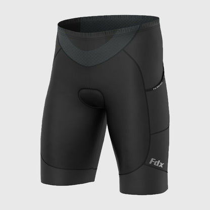 Fdx Essential Black Men's Padded Cycling Shorts with Pockets