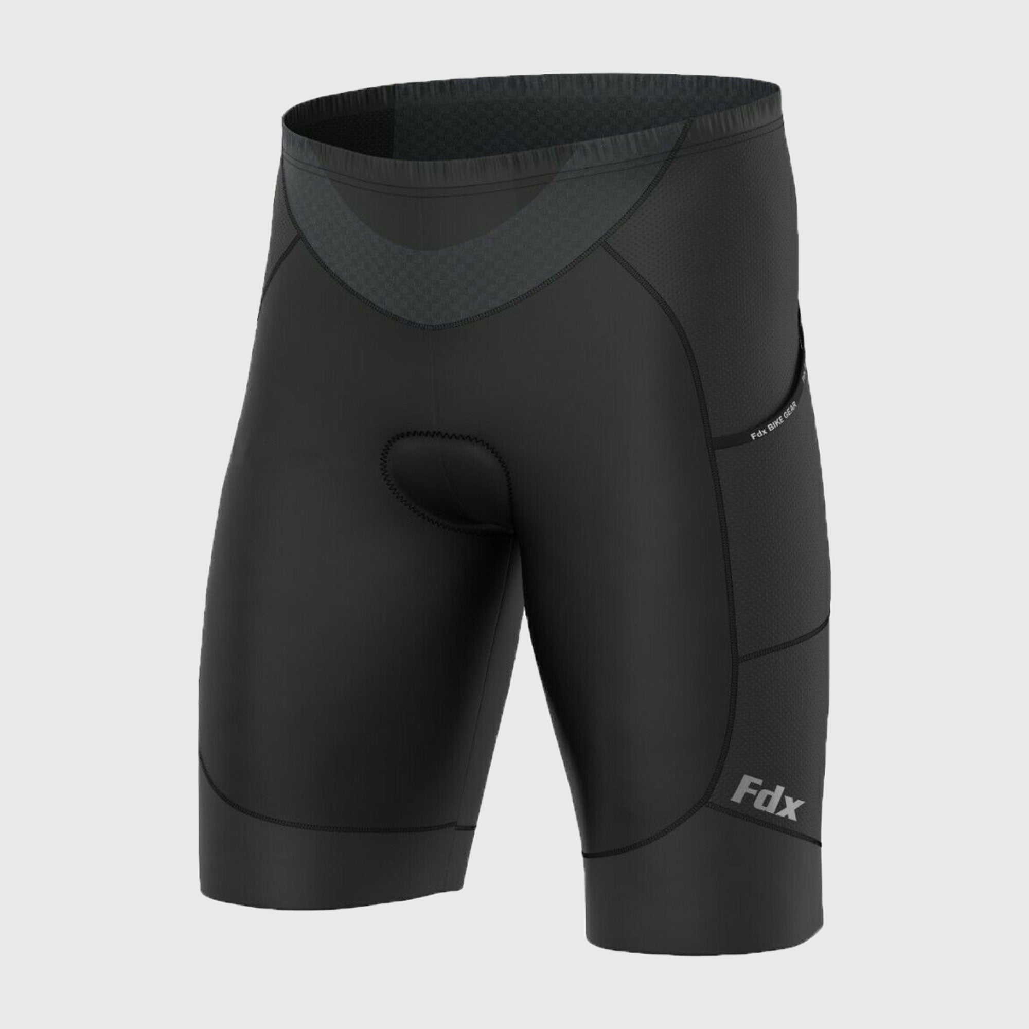 Fdx Essential Men's Padded Summer Cycling Shorts with Pockets Black