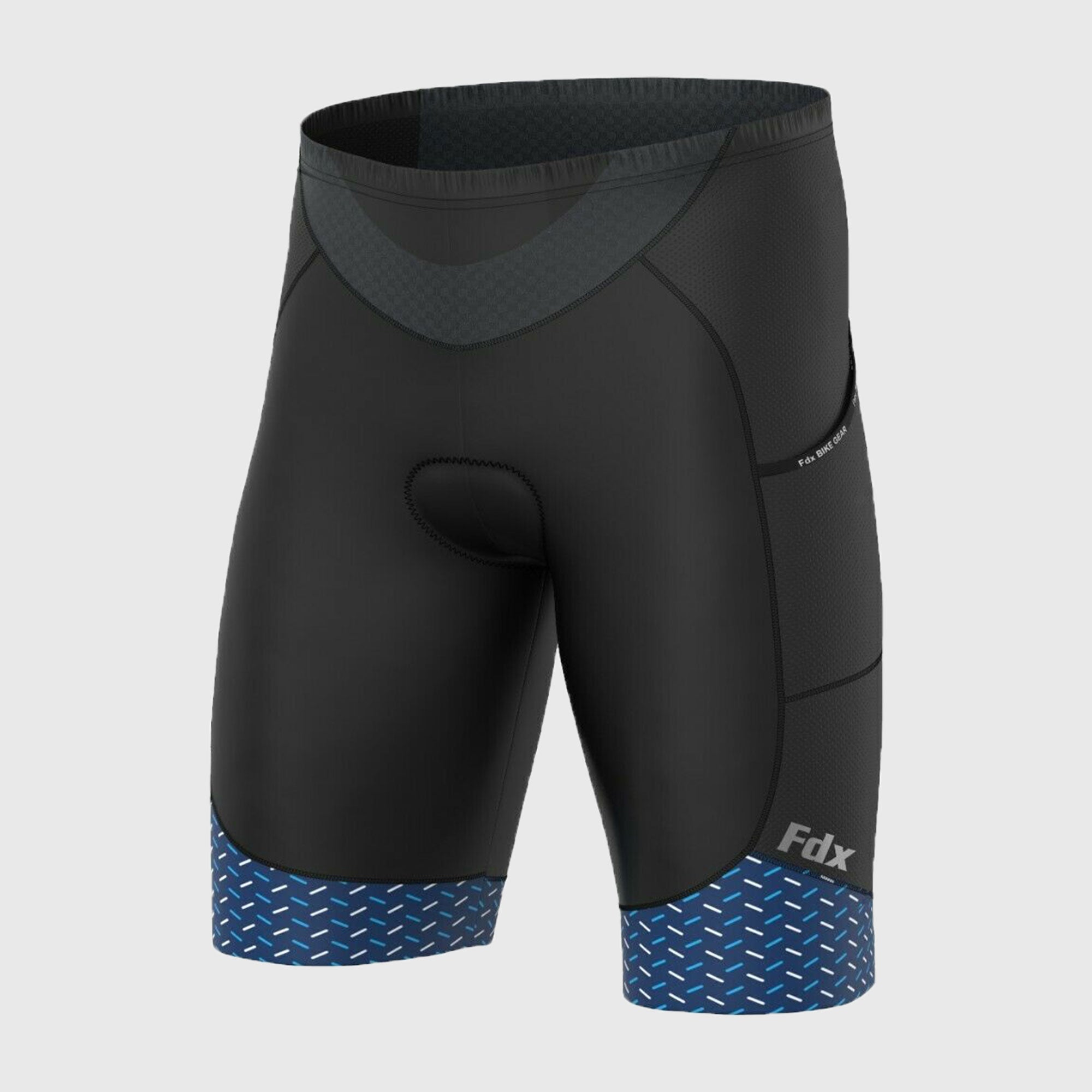 Fdx Essential Blue Men's Padded Cycling Shorts with Pockets