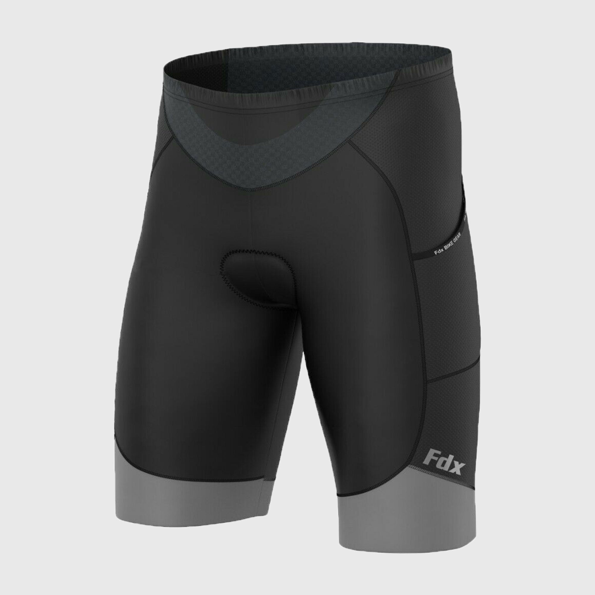Fdx Essential Grey Men's Padded Cycling Shorts with Pockets