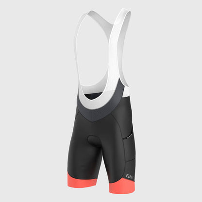 Fdx Essential Orange Men's Padded Summer Cycling Cargo Bib Shorts