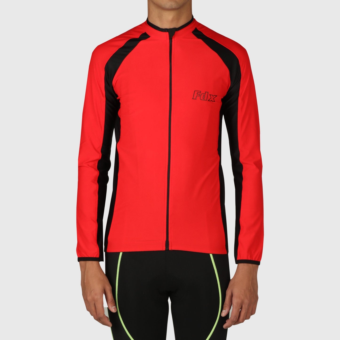 Fdx Transition Red Men's Long Sleeve Winter Cycling Jersey