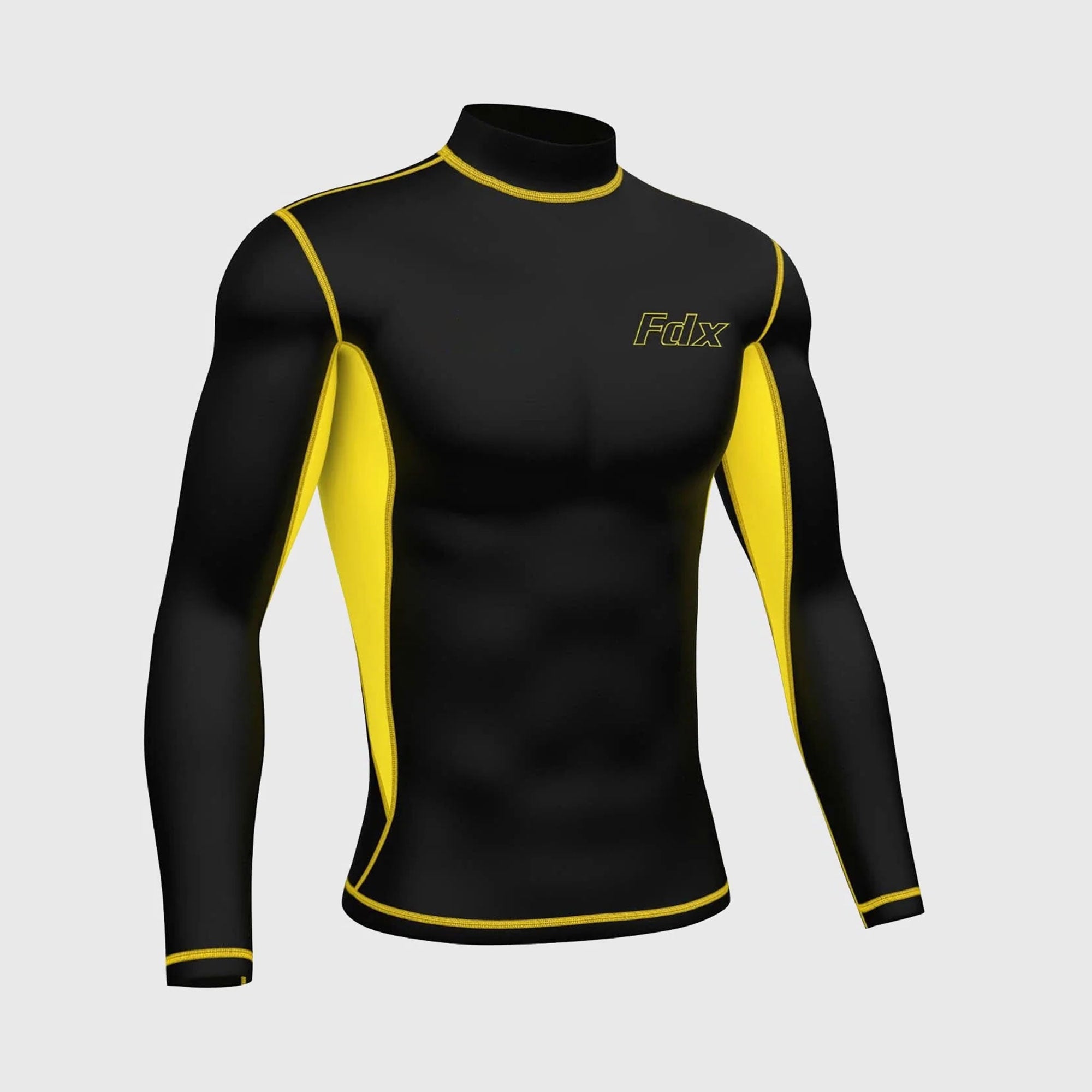 Fdx Inorex Yellow Men's Thermal Winter Base Layer Compression Top