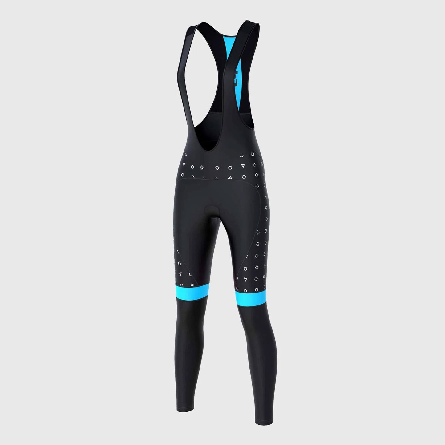 Fdx Polka Dots Sky Blue Women's Padded Winter Cycling Bib Tights