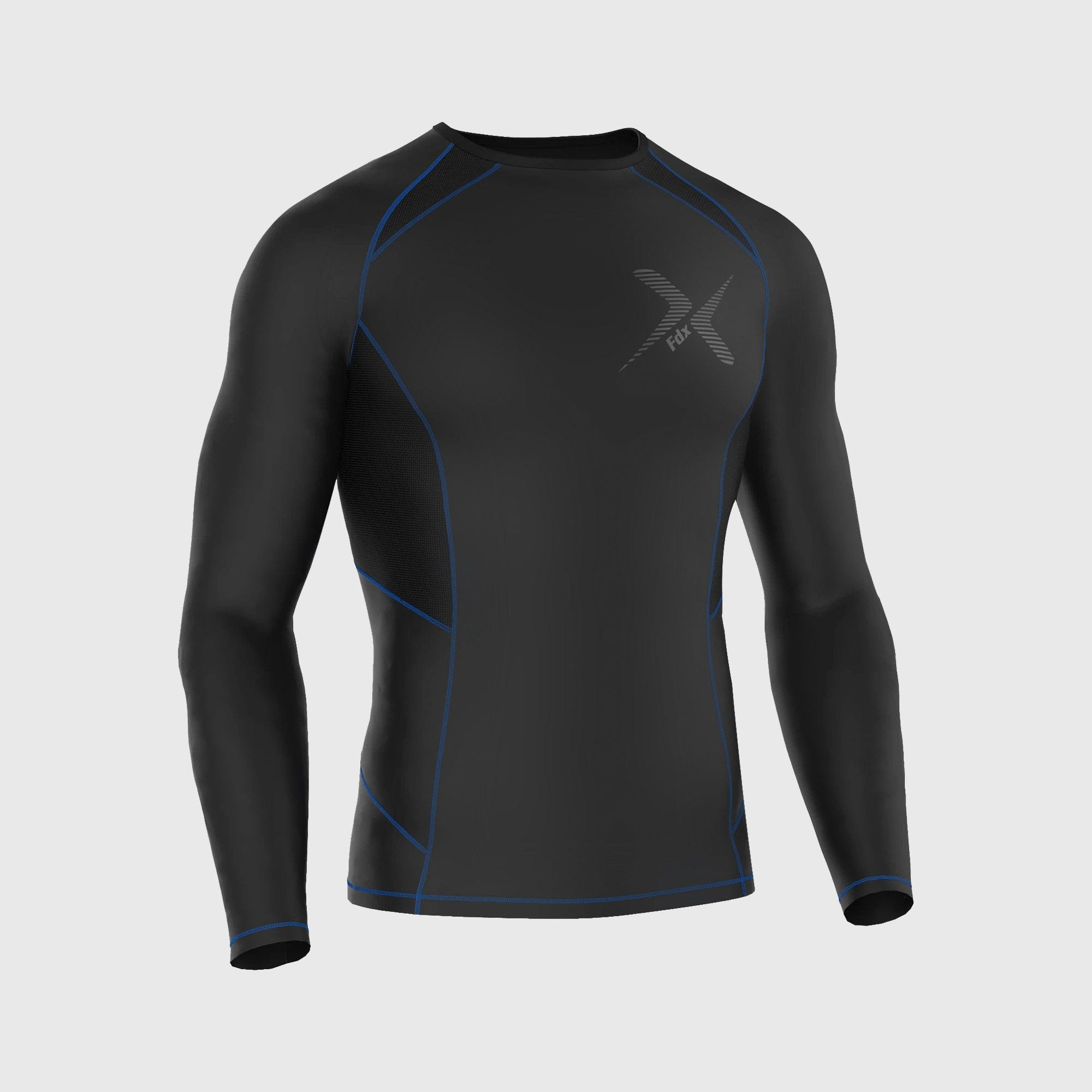 Fdx Recoil Blue Men's Long Sleeve Base Layer Thermal Winter Compression Top