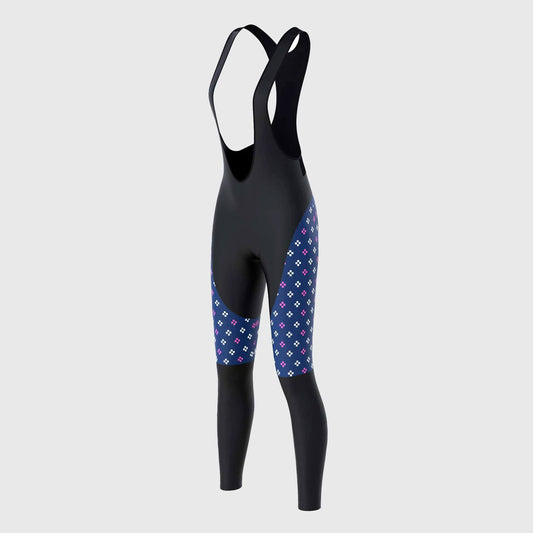 Fdx Ripple Navy Blue Women's Padded Winter Cycling Bib Tights