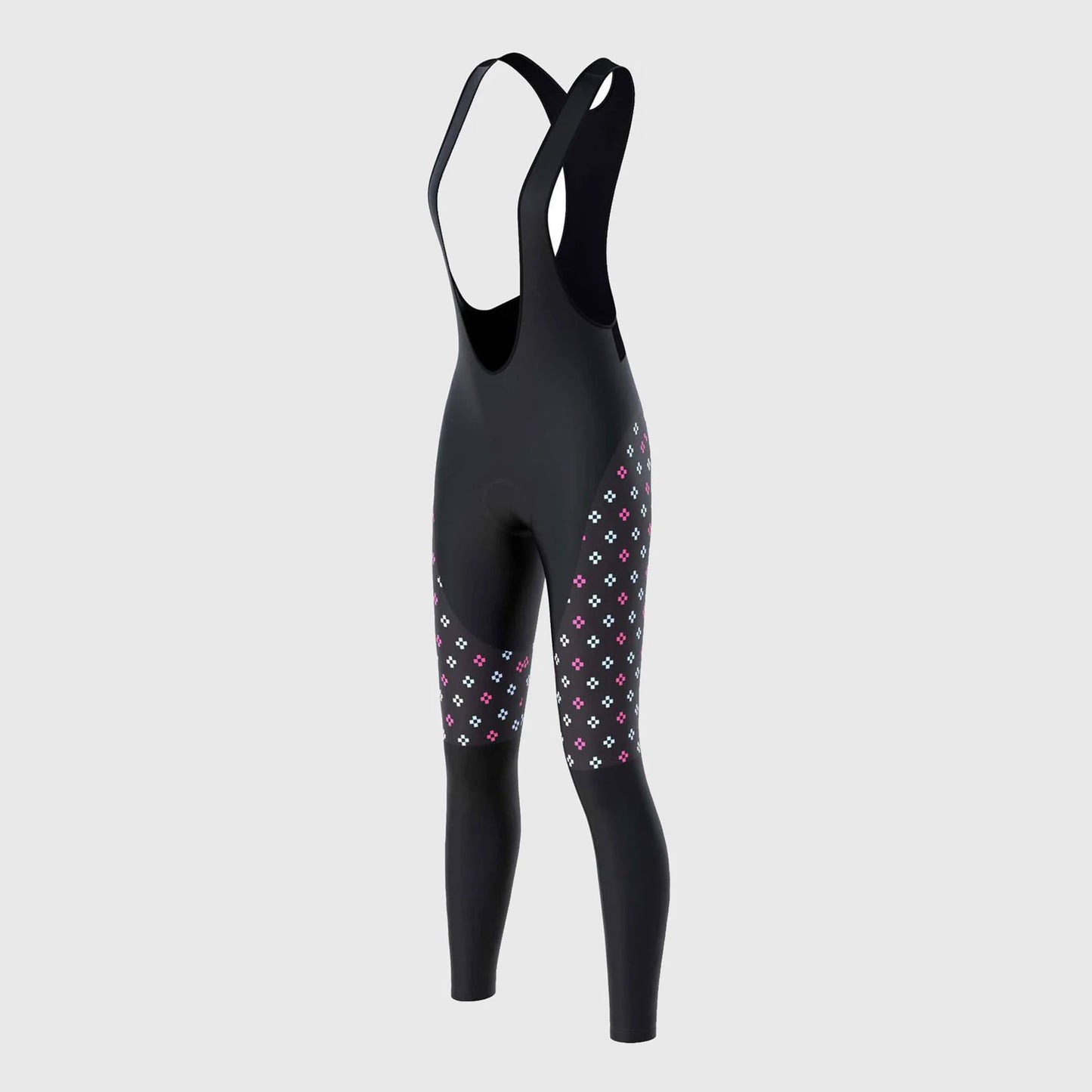 Fdx Ripple Pink Women's Padded Winter Cycling Bib Tights