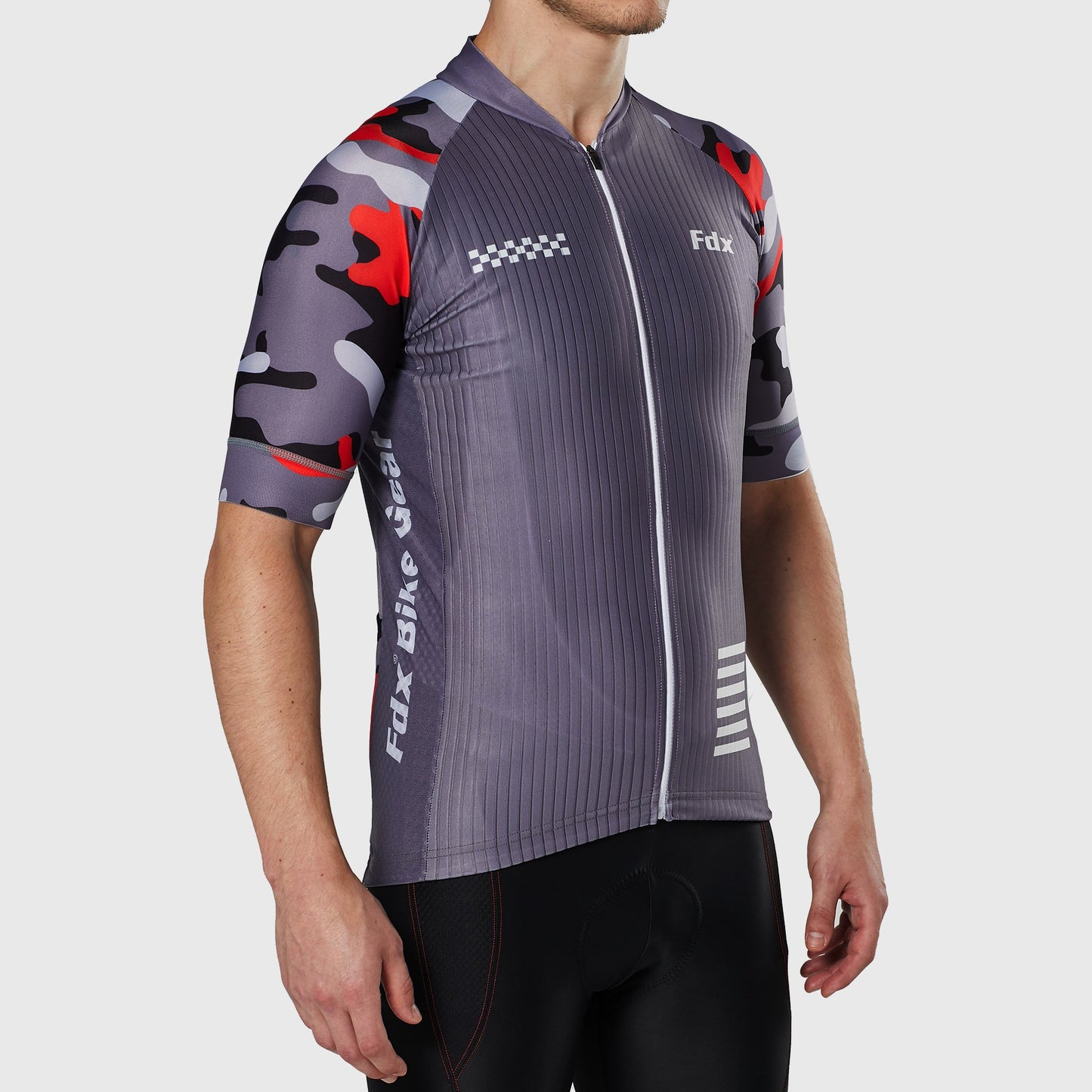 Fdx Camouflage Grey Men's Short Sleeve Summer Cycling Jersey