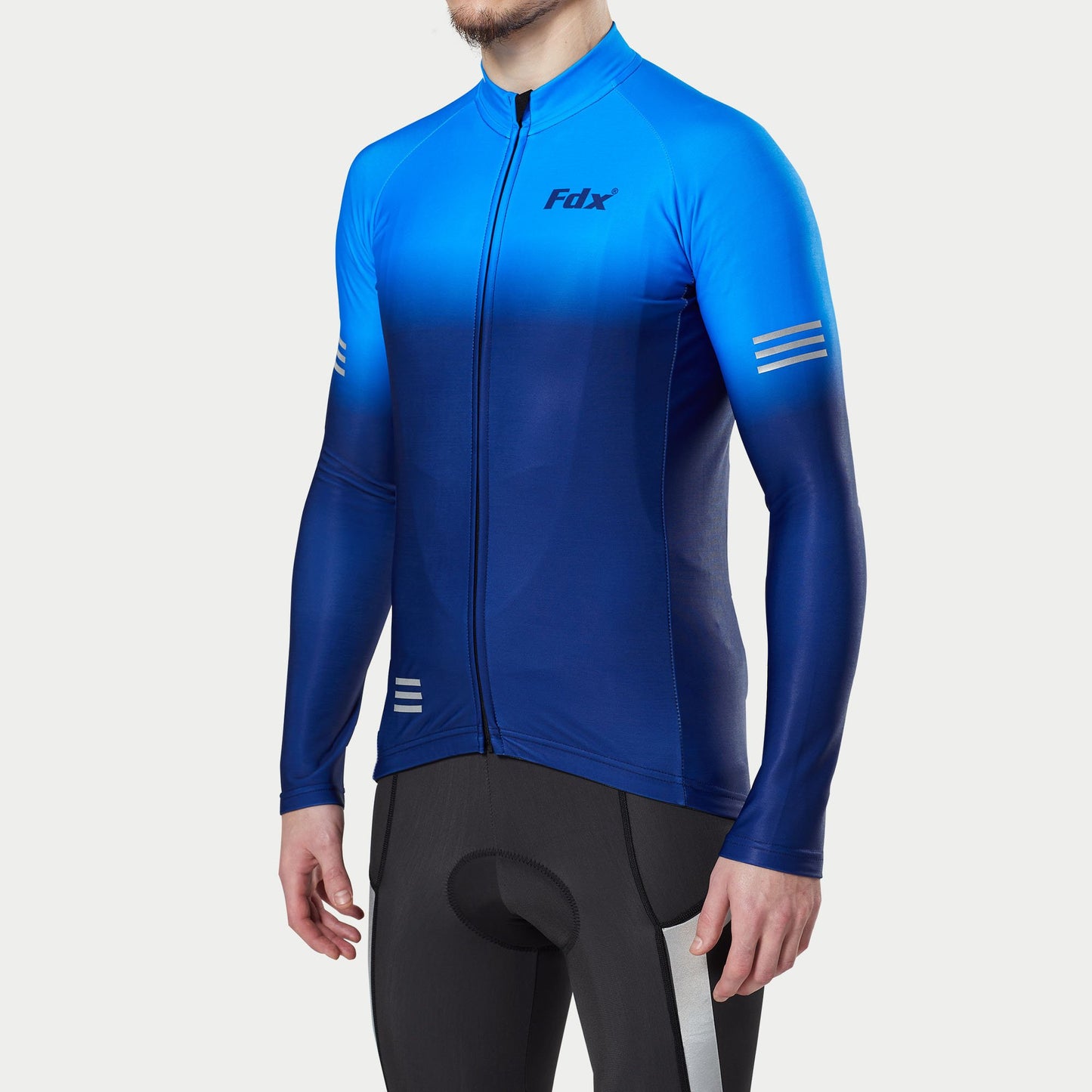 Fdx Thermal Long Sleeve Winter Men Cycling Jersey Full Zip Lightweight Windproof Hi-viz Reflecting Strips Arms & front Pockets - Duo US