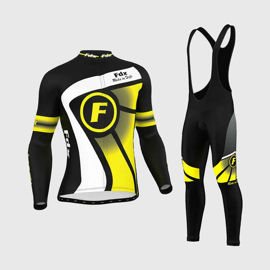 Fdx Men's Set Signature Thermal Roubaix Long Sleeve Cycling Jersey & Bib Tights - Yellow