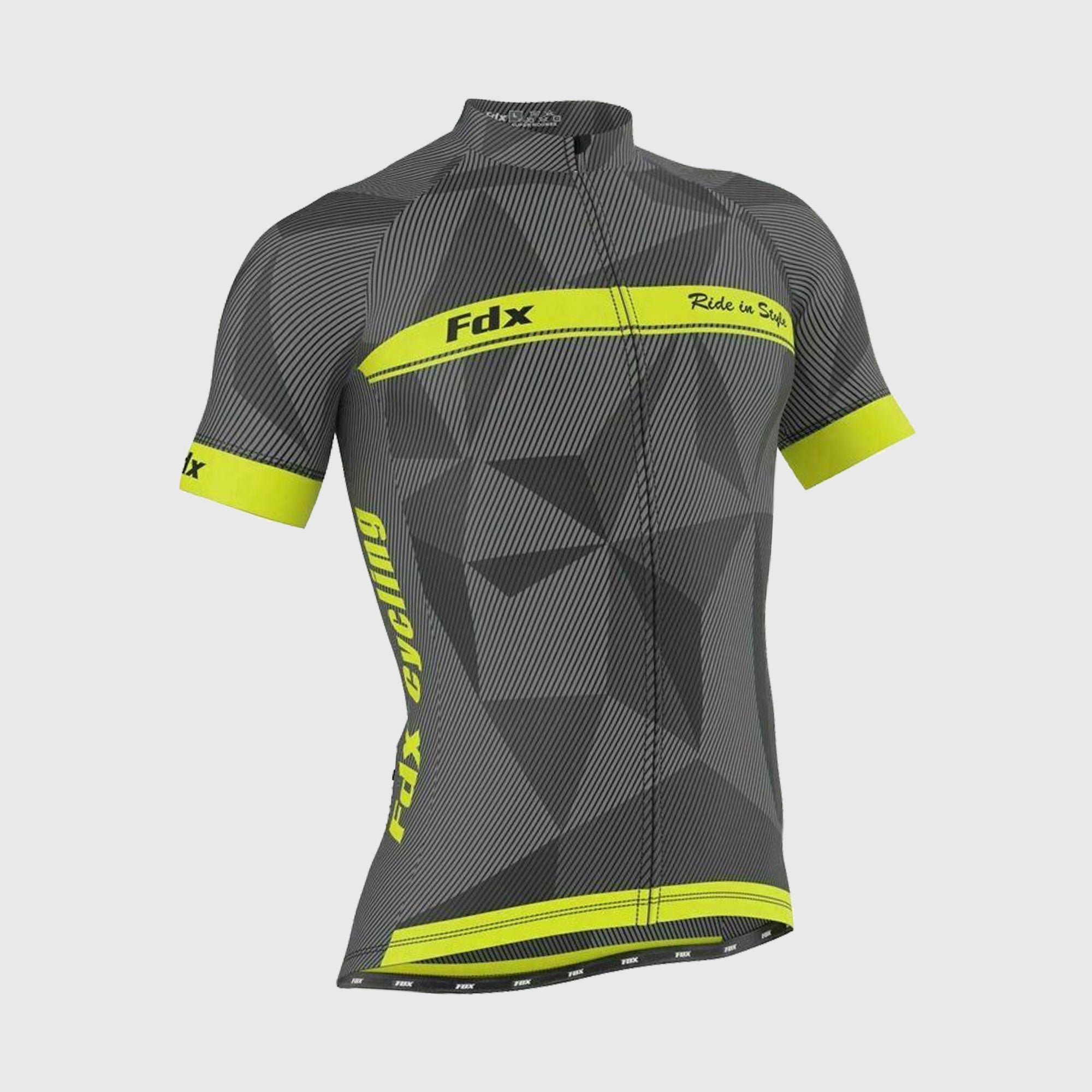 Fdx Splinter Yellow Men's Short Sleeve Summer Cycling Jersey