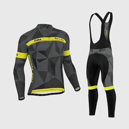 Fdx Men's Set Splinter Thermal Roubaix Long Sleeve Cycling Jersey & Bib Tights - Yellow