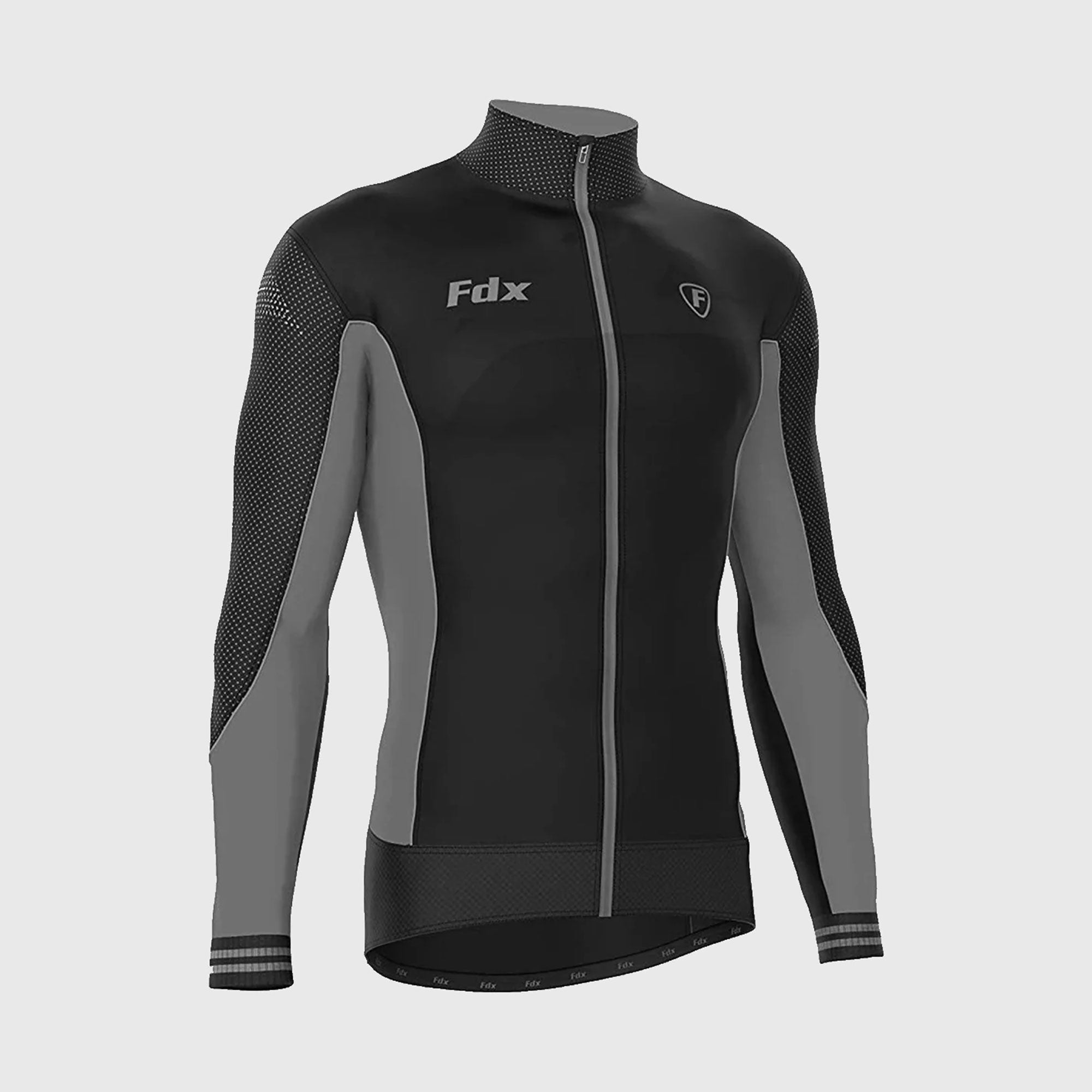 Fdx Thermodream Men's Grey Thermal Roubaix Long Sleeve Cycling Jersey