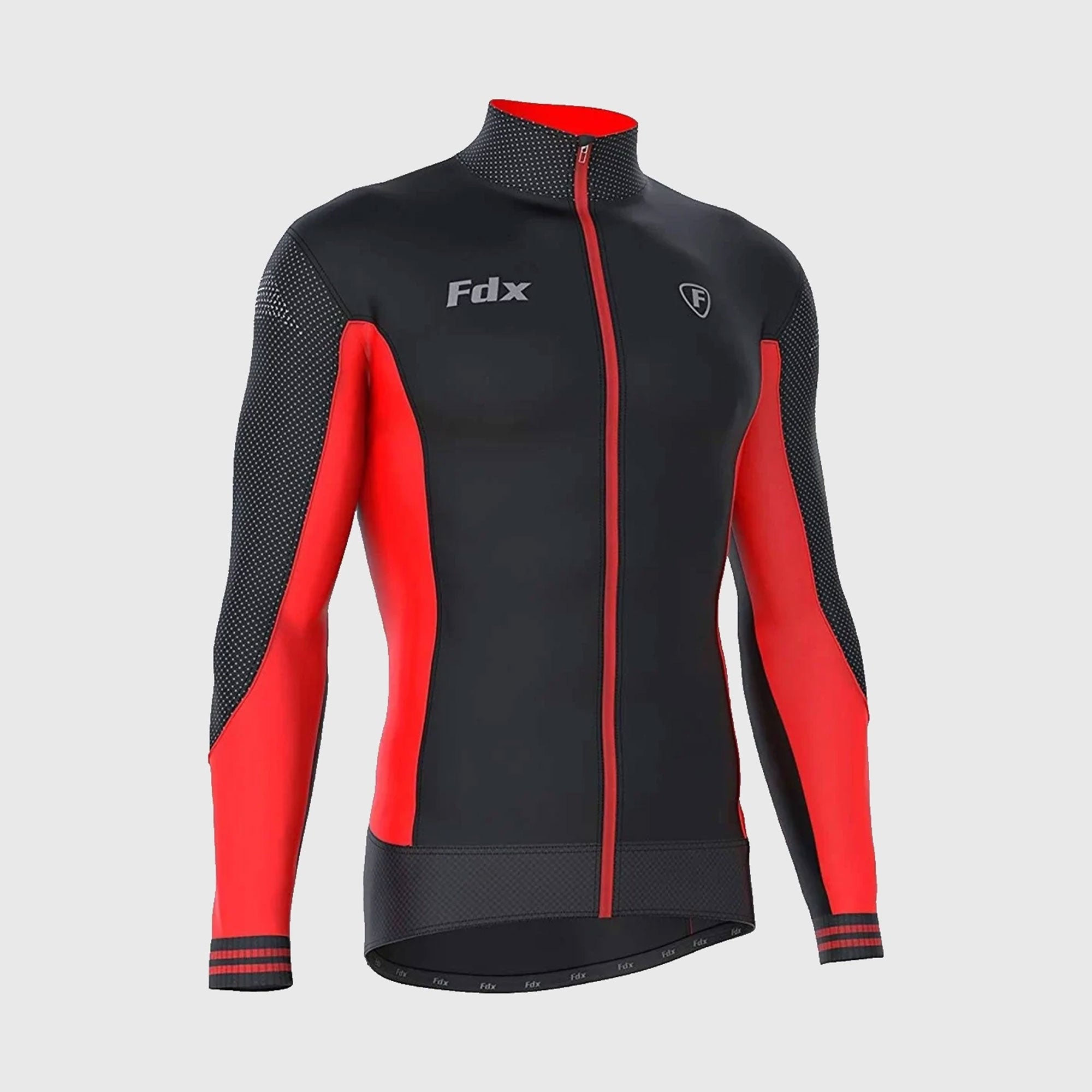 Fdx Thermodream Men's Red Thermal Roubaix Long Sleeve Cycling Jersey