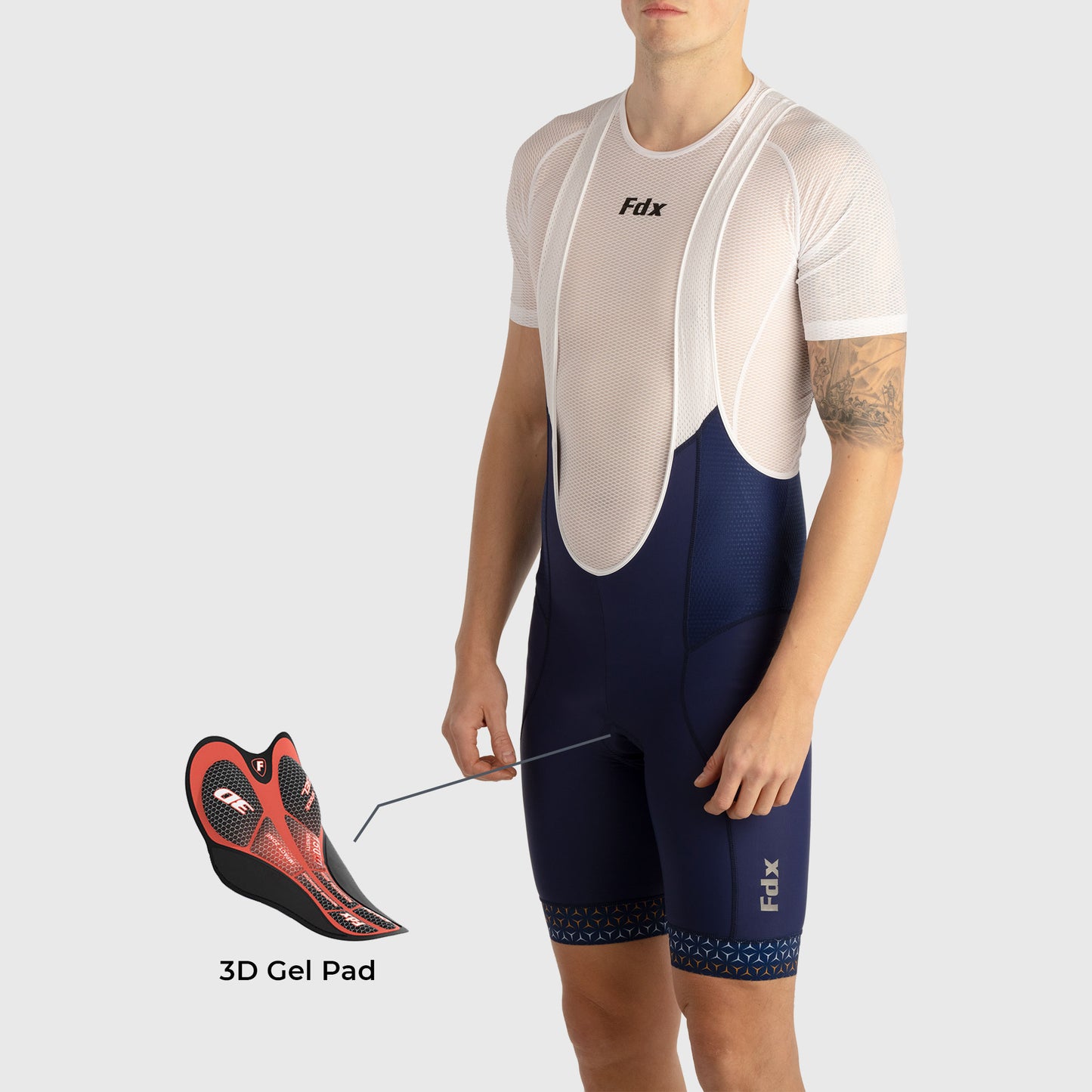 Fdx Vega Blue Men's Padded Summer Cycling Bib Shorts