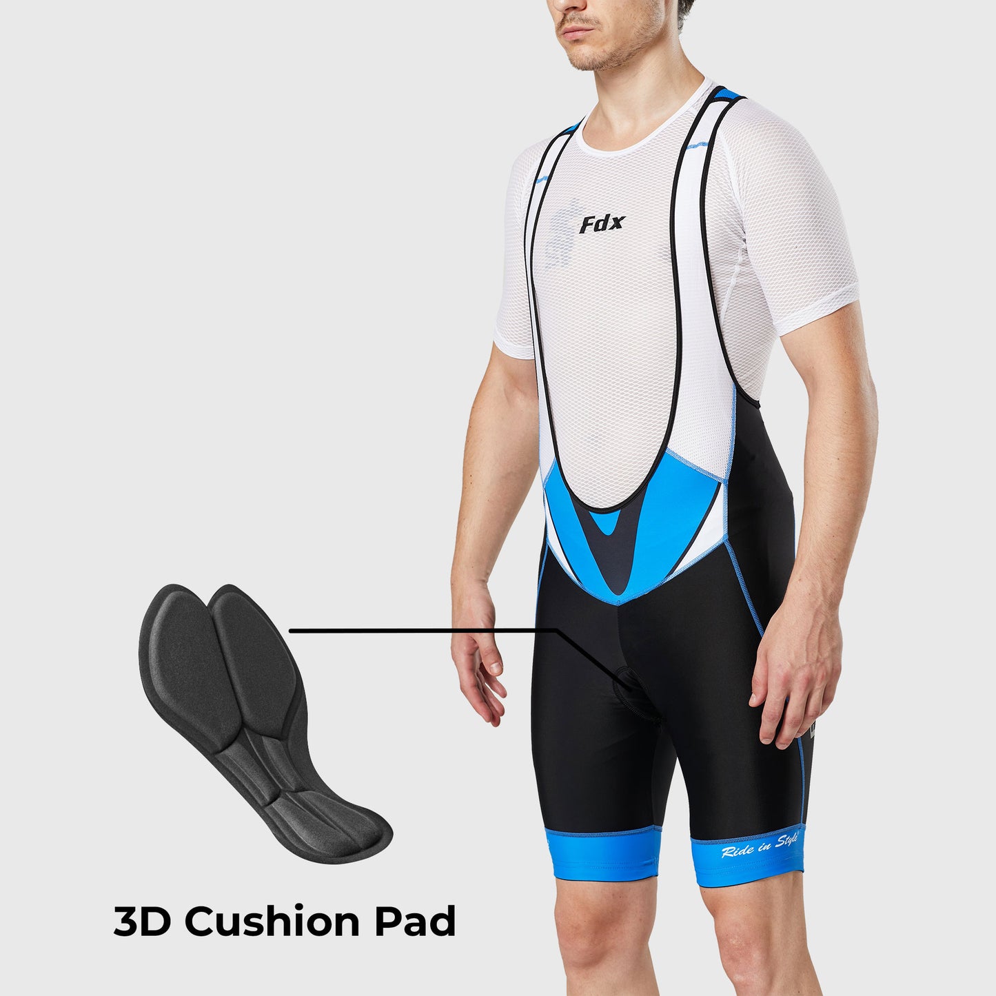 Fdx Velocity Blue Men's Summer Cycling Bib Shorts