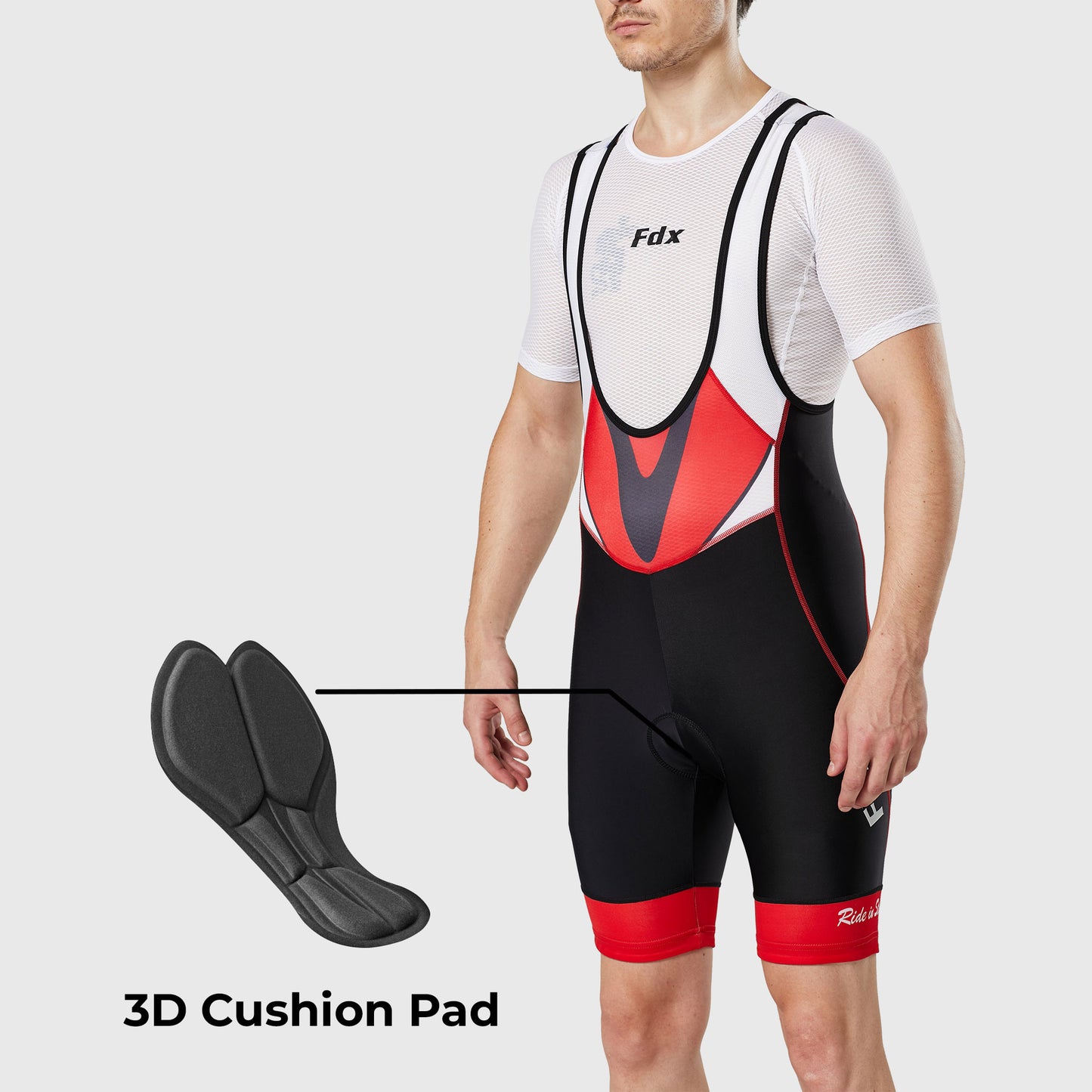 Fdx Velocity Red Men's Padded Summer Cycling Bib Shorts