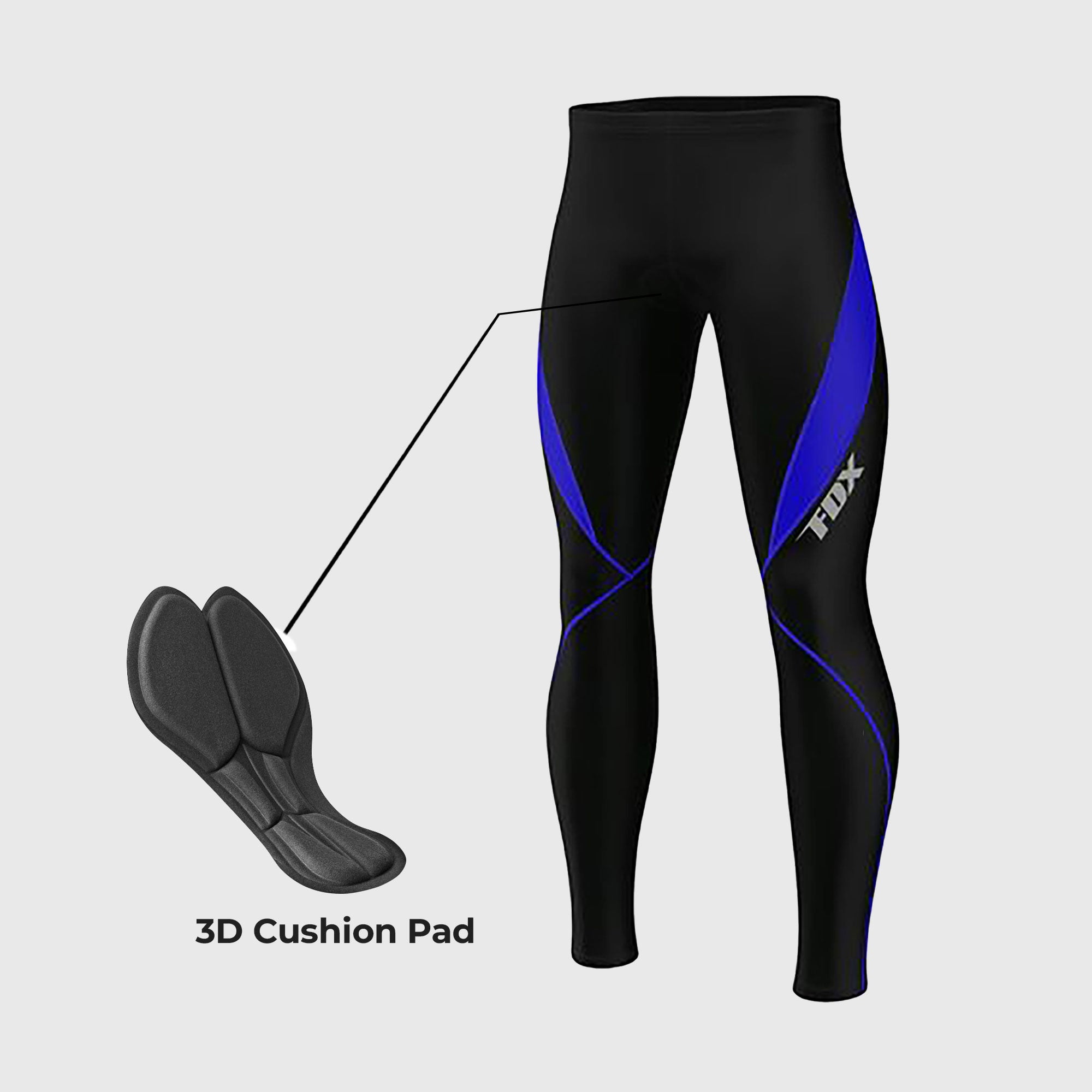Fdx Viper Men's Blue Thermal Padded Cycling Tights