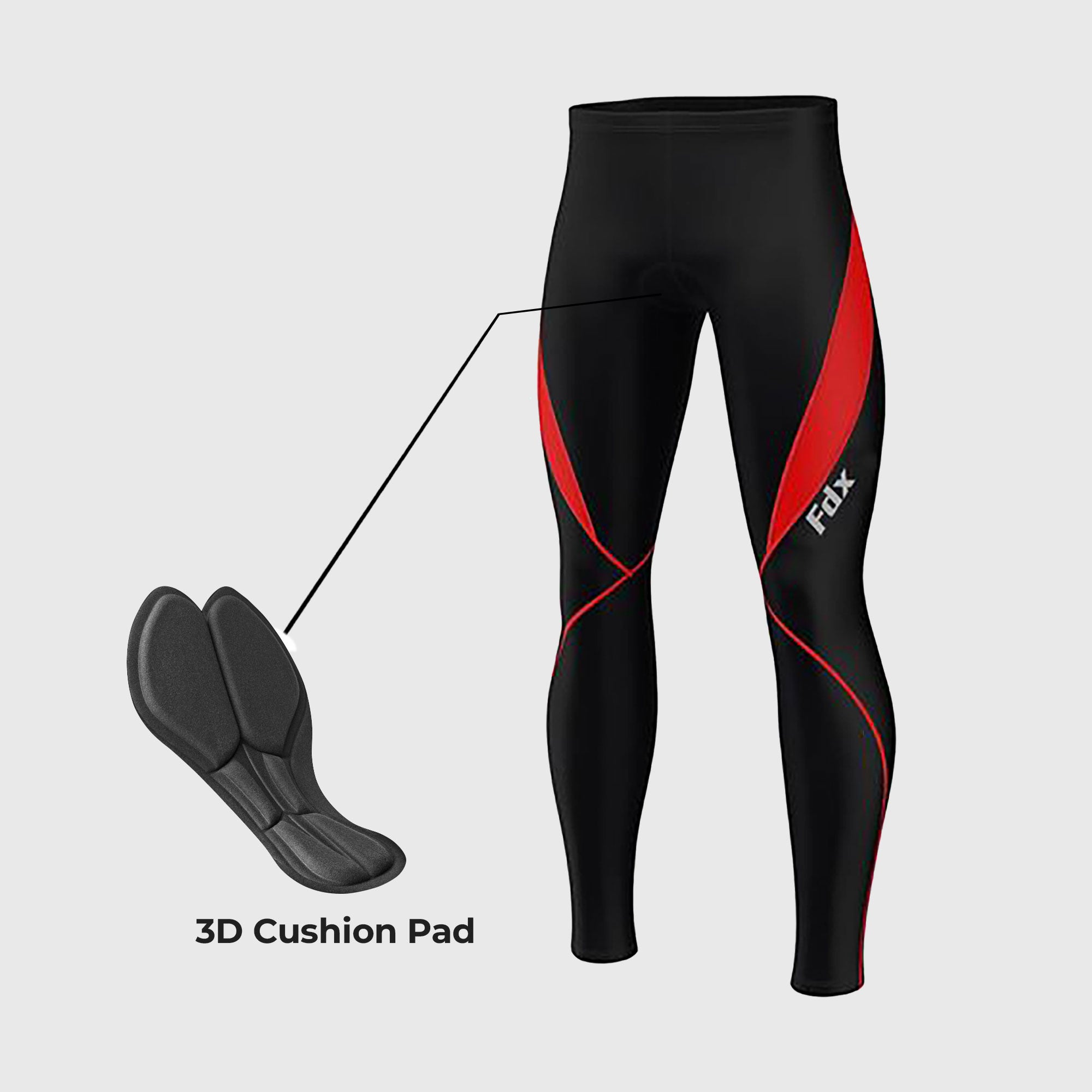 Fdx Viper Men's Red Thermal Padded Cycling Tights